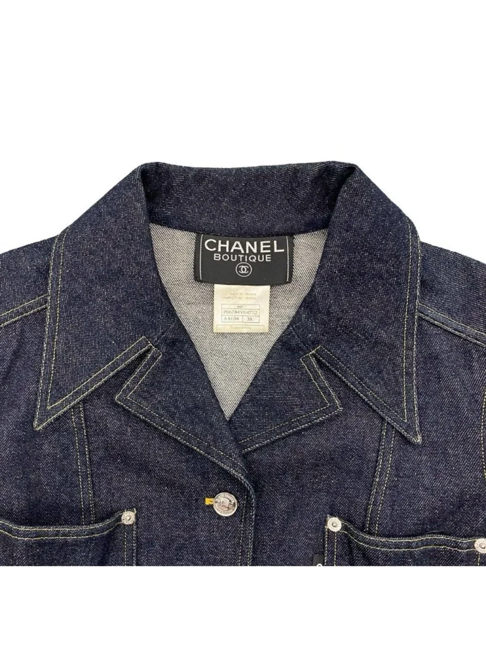 Chanel Vintage Cotton Denim Jacket 38 Blue